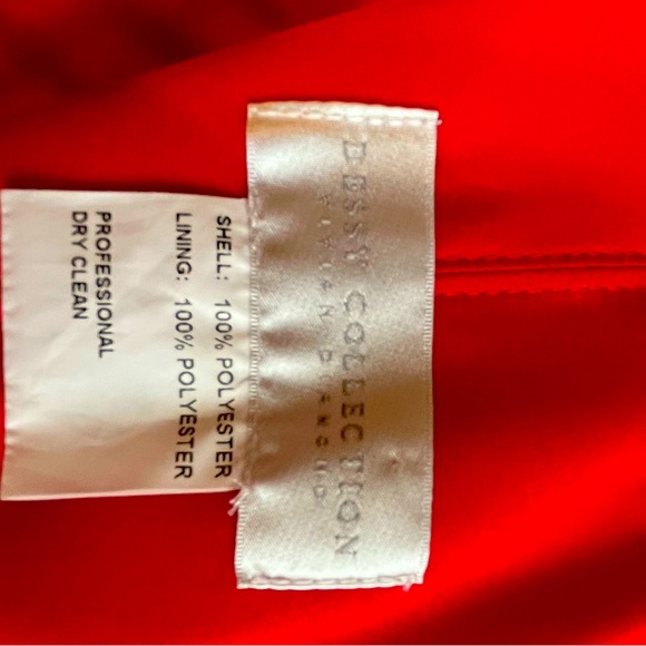 Dessy collection red strapless formal gown. 53 inches in length. Cups sewn in. - Picture 4 of 4